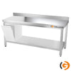 Galleyz Çalışma Tezgahı - Paslanmaz Çelik - PREMIUM - 1800x700mm - Alt Raflı, Destekli & Sırtlı