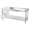 Galleyz Çalışma Tezgahı - Paslanmaz Çelik - PREMIUM - 1800x700mm - Alt Raflı, Destekli & Sırtlı
