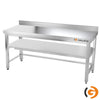 Galleyz Çalışma Tezgahı - Paslanmaz Çelik - PREMIUM - 1800x700mm - Alt Raflı, Destekli & Sırtlı