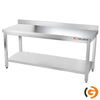 Galleyz Çalışma Tezgahı - Paslanmaz Çelik - PREMIUM - 1800x700mm - Alt Raflı, Destekli & Sırtlı