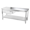 Galleyz Çalışma Tezgahı - Paslanmaz Çelik - PREMIUM - 1800x700mm - Alt Raflı, Destekli & Sırtlı