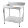 Galleyz Çalışma Tezgahı - Paslanmaz Çelik PREMIUM - 600x600mm - Alt Raflı ve Sırtlı