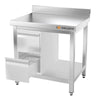 Galleyz Çalışma Tezgahı - Paslanmaz Çelik PREMIUM - 600x600mm - Alt Raflı ve Sırtlı