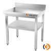 Galleyz Çalışma Tezgahı - Paslanmaz Çelik PREMIUM - 600x600mm - Alt Raflı ve Sırtlı