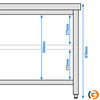Galleyz Çalışma Tezgahı - Paslanmaz Çelik PREMIUM - 600x600mm - Alt Raflı, Sırtsız