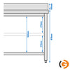 Galleyz Çalışma Tezgahı - Paslanmaz Çelik PREMIUM - 600x600mm - Alt Raflı ve Sırtlı