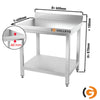 Galleyz Çalışma Tezgahı - Paslanmaz Çelik PREMIUM - 600x600mm - Alt Raflı ve Sırtlı