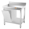 Galleyz Çalışma Tezgahı - Paslanmaz Çelik PREMIUM - 600x600mm - Alt Raflı ve Sırtlı