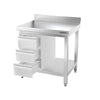 Galleyz Çalışma Tezgahı - Paslanmaz Çelik PREMIUM - 600x700mm - Alt Raflı ve Sırtlı