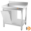 Galleyz Çalışma Tezgahı - Paslanmaz Çelik PREMIUM - 700x600mm - Alt Raflı ve Sırtlı