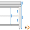 Galleyz Çalışma Tezgahı - Paslanmaz Çelik PREMIUM - 700x600mm - Alt Raflı ve Sırtlı