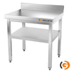 Galleyz Çalışma Tezgahı - Paslanmaz Çelik PREMIUM - 700x600mm - Alt Raflı ve Sırtlı