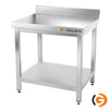 Galleyz Çalışma Tezgahı - Paslanmaz Çelik PREMIUM - 700x600mm - Alt Raflı ve Sırtlı