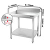 Galleyz Çalışma Tezgahı - Paslanmaz Çelik PREMIUM - 700x700mm - Alt Raflı ve Sırtlı