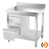 Galleyz Çalışma Tezgahı - Paslanmaz Çelik PREMIUM - 800x600mm - Alt Raflı ve Sırtlı
