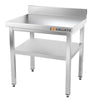 Galleyz Çalışma Tezgahı - Paslanmaz Çelik PREMIUM - 800x600mm - Alt Raflı ve Sırtlı