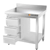 Galleyz Çalışma Tezgahı - Paslanmaz Çelik PREMIUM - 800x600mm - Alt Raflı ve Sırtlı
