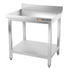Galleyz Çalışma Tezgahı - Paslanmaz Çelik PREMIUM - 800x600mm - Alt Raflı ve Sırtlı