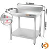 Galleyz Çalışma Tezgahı - Paslanmaz Çelik PREMIUM - 800x600mm - Alt Raflı ve Sırtlı