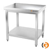 Galleyz Çalışma Tezgahı - Paslanmaz Çelik PREMIUM - 800x700mm - Alt Raflı, Sırtsız