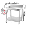 Galleyz Çalışma Tezgahı - Paslanmaz Çelik PREMIUM - 800x700mm - Alt Raflı ve Sırtlı