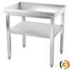Galleyz Çalışma Tezgahı - Paslanmaz Çelik PREMIUM - 800x700mm - Alt Raflı, Sırtsız