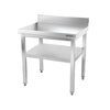 Galleyz Çalışma Tezgahı - Paslanmaz Çelik PREMIUM - 800x700mm - Alt Raflı ve Sırtlı