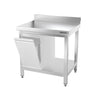 Galleyz Çalışma Tezgahı - Paslanmaz Çelik PREMIUM - 800x700mm - Alt Raflı ve Sırtlı