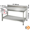 Galleyz Paslanmaz Çelik Çalışma Tezgahı ECO -1000x600mm - Alt Raflı, Sırtlı
