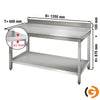 Galleyz Paslanmaz Çelik Çalışma Tezgahı ECO -1200x600mm - Alt Raflı, Sırtlı