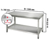 Galleyz Paslanmaz Çelik Çalışma tezgahı ECO - 1200x700mm- Sırtsız alt raflı