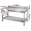 Galleyz Paslanmaz Çelik Çalışma Tezgahı - ECO -1500x700mm - sırtsız alt raflı