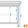 Galleyz Paslanmaz Çelik Çalışma Tezgahı ECO -600x600mm - Alt Raflı, Sırtlı