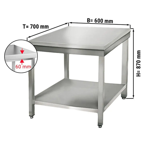 Galleyz Paslanmaz Çelik Çalışma tezgahı ECO - 600x700mm - Alt Raflı, Sırtsız