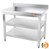 Galleyz Paslanmaz Çelik Çalışma Tezgahı PREMIUM - 1000x600mm - Alt ve Ara Raflı, Sırtlı