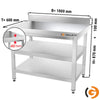 Galleyz Paslanmaz Çelik Çalışma Tezgahı PREMIUM - 1000x600mm - Alt ve Ara Raflı, Sırtlı