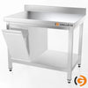 Galleyz Paslanmaz Çelik Çalışma Tezgahı - PREMIUM- 1000x600mm -Sırtlı alt raflı