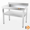 Galleyz Paslanmaz Çelik Çalışma Tezgahı - PREMIUM- 1000x600mm -Sırtlı alt raflı
