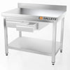 Galleyz Paslanmaz Çelik Çalışma Tezgahı - PREMIUM- 1000x600mm -Sırtlı alt raflı