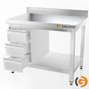 Galleyz Paslanmaz Çelik Çalışma Tezgahı - PREMIUM- 1000x600mm -Sırtlı alt raflı