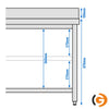 Galleyz Paslanmaz Çelik Çalışma Tezgahı - PREMIUM- 1000x600mm -Sırtlı alt raflı