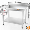 Galleyz Paslanmaz Çelik Çalışma Tezgahı - PREMIUM- 1000x600mm -Sırtlı alt raflı