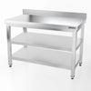 Galleyz Paslanmaz Çelik Çalışma Tezgahı PREMIUM- 1200x700mm - Alt Raflı, Sırtlı, Ara Raflı