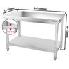 Galleyz Paslanmaz Çelik Çalışma Tezgahı - PREMIUM- 1200x700mm - Sırtsız alt raflı