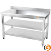 Galleyz Paslanmaz Çelik Çalışma Tezgahı PREMIUM - 1400x600mm - Alt ve Ara Raflı, Sırtlı