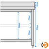 Galleyz Paslanmaz Çelik Çalışma Tezgahı - PREMIUM- 1400x600mm - Sırtlı alt raflı