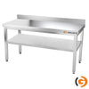 Galleyz Paslanmaz Çelik Çalışma Tezgahı - PREMIUM- 1400x600mm - Sırtlı alt raflı