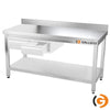 Galleyz Paslanmaz Çelik Çalışma Tezgahı - PREMIUM- 1400x600mm - Sırtlı alt raflı