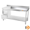 Galleyz Paslanmaz Çelik Çalışma Tezgahı - PREMIUM- 1400x600mm - Sırtlı alt raflı