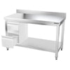 Galleyz Paslanmaz Çelik Çalışma Tezgahı - PREMIUM- 1400x700mm - Sırtsız alt raflı